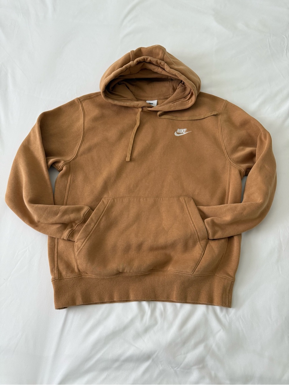 Nike Men's Caramel Brown Hoodie with White Logo